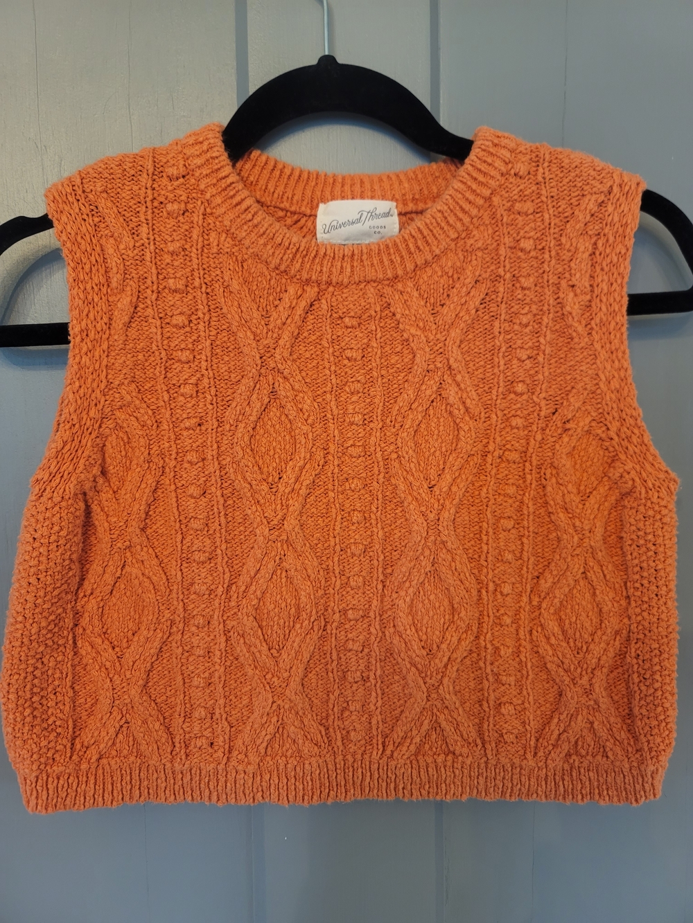 Universal Thread Orange Cable Knit Sleeveless Crew Sweater Vest